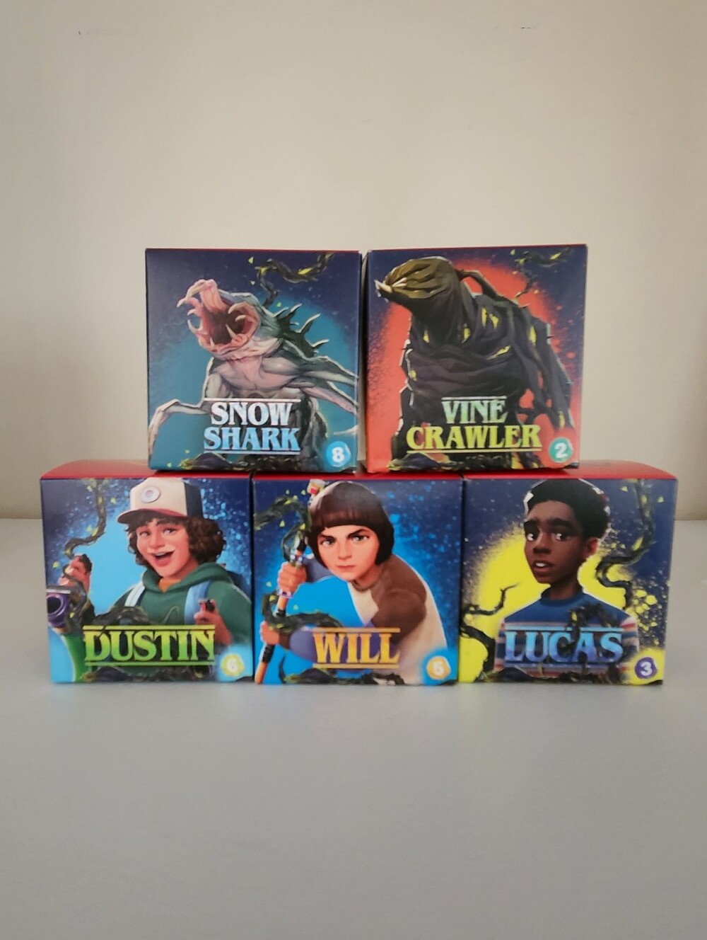 Stranger Things McDonald's Toys Snow Shark, Vine Crawler, Dustin, Will, Lucas